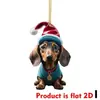 Adornos Navideños de Perro de Dibujos Animados de Acrílico Transfronterizos Divertido Perro Salchicha Colgante Decoración Regalo Lindo Navidad