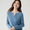 Suéter de Cachemira para Mujer Cuello en V Diseño con Abertura Otoño Invierno Nuevo Versátil Adelgazante Capa Interior Capa Base Ropa de Punto