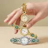 Pulsera de Jade Vintage GEDI Reloj para Mujer con Esfera de Diamante Ovalado, Lujo Ligero Nicho Estilo Chino Exquisito Reloj de Cuarzo Transfronterizo
