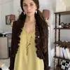 O bebê fechou os olhos e fez um desejo para ganhar o colar longo "meteoro dos desejos" com borla de amor dourada, corrente para suéter