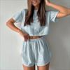 Nuevo Conjunto Casual de Dos Piezas para Hombre Primavera y Verano 2025 Color Sólido Corte con Abertura Exposición del Ombligo Corto