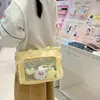 Nueva Bolsa de Hombro Ligera Cruzada Transparente con Insignia Estilo Japonés de Alta Apariencia Color Caramelo Chica Dulce