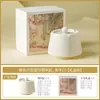 Cenicero de Cerámica con Patrón Giratorio para Uso Doméstico en el Dormitorio, con Tapa, Cenicero Creativo Estilo Chino para Cigarros, Evita que las Cenizas Vuele, Estilo Chino de Alta Gama