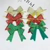 Decorações de fita personalizadas para festa de Natal, acessórios de fita de poliéster para presentes, laços de fita com lantejoulas feitos à mão para árvore de Natal
