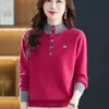 2025 Nuevo Invierno Casual Simple Versátil Tejidos Estilo Coreano Nicho Aspecto Adelgazante de Cintura Tops de Manga Larga para Mujer