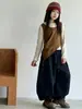 Conjunto de Estilo Artístico para Niñas Colección Otoño 2026 Nuevo: Conjunto de Dos Piezas para Niños Mayores con Chaleco Falso de Dos Piezas, Camiseta y Pantalones de Algodón de Pierna Ancha