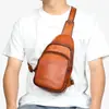 Bolsa de Pecho Retro de Cuero Genuino para Hombre de Comercio Exterior Gran Capacidad Color de Moda Bolso de Pecho Pulido Bolso Cruzado Casual para Hombre para Exteriores