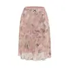 Falda midi dulce floral estilo francés para mujer, nuevo verano 2026 de cintura alta, adelgazante, línea A, cola de pez, larga