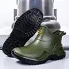 Botas de Lluvia para Hombre de Caña Corta de Moda, Zapatos de Agua Antideslizantes de Suela Gruesa para Exteriores, Cubrezapatos Impermeables de PVC para Obra, Botas de Lluvia de Color Puro