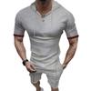 Europa y Estados Unidos verano transfronterizo ventas rápidas Amazon camiseta waffle con capucha traje deportivo casual de manga corta y pantalones cortos para hombre