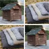 Casa para Perro Exterior Impermeable y a Prueba de Frío Patio Rural Madera Maciza Casa de Perro de Madera con WC Casa de Perro de Madera Transpirable