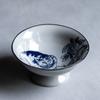 Prato Alto Chinês Prato de Frutas Porcelana Azul e Branca Retrô Prato de Cerâmica para Lanches Prato de Frutas Sala de Estar Doméstica Prato Simples de Buda