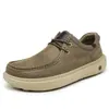 2026 Transmissão ao Vivo Tênis de Couro Fosco Ultra Leve Resistente ao Desgaste Retro Sapatos Casuais Masculinos de Couro Sola Grossa Sapatos da Moda Sapatos de Primavera para Dirigir