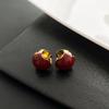 Aretes Pequeños Distintivos Versátiles Estilo Ins rojo vino Aretes de Esmalte Goteado para Mujer Otoño e Invierno Elegantes con Sentido de Diseño Nicho