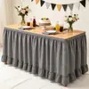 Falda de mesa con volantes a cuadros y velcro, mantel para bodas transfronterizas, fiestas de hotel, decoración de podio y cortina