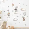 Pegatinas de Pared Autoadhesivas de Conejo con Globos de Estrellas y Nubes de Dibujos Animados Pegatinas Lindas para Decoración de Habitación Infantil Br63729