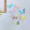 Decoração de parede de borboleta oca 3D oca de imitação de metal borboleta decoração de parede para sala de estar tridimensional adesivo de decoração de borboleta