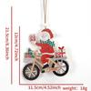Papai Noel Transfronteiriço Montado em um Trenó de Bicicleta Decorações de Madeira de Natal Enfeites para Árvore de Natal