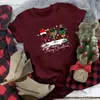 Camisetas Casuais Divertidas Femininas Gola Redonda Camiseta de Natal Gola Redonda