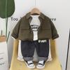 Meninos primavera estilo ocidental cor sólida bolso duplo terno de três peças bebê primavera roupas lazer infantil uma geração de cabelo