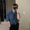 Diseñada con un Toque de Alta Gama, Camisa de Mezclilla de Manga Corta para Hombre, Estilo Veraniego, Marca de Moda, Stylish Chaqueta Camisa Casual