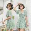 Maiô feminino moderno com renda floral estilo ocidental, conjunto de duas peças com fenda para cobrir a barriga, roupa de banho emagrecedora para férias em fontes termais