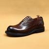 Zapatos de Cuero Business Casual para Hombre, Zapatos Oxford Pulidos Retro de Piel Genuina, Punta Redonda Talla Grande Zapatos para Hombre, Zapatos de Hombre para Otoño e Invierno