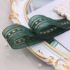 Cinta de hilo de seda dorada con estampado de bronce en forma de corazón, 2.5 cm de ancho, material para accesorios para el cabello DIY hecho a mano, yum, mop, lolita
