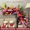 Explosiones rosa rojo simulación flor habitación de bodas banquete de compromiso diseño flores artificiales salón de bodas flores guía de camino al por mayor