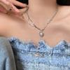 Nuevo collar con gemas de amor de piedra lunar cosidas para mujer, collar con personalidad de nicho coreano, accesorios de alta gama de moda, cadena de clavícula