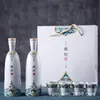 Cerâmica Jingdezhen Conjunto de Peças de 0,5kg de Garrafas de Vinho Estilo Chinês, Recipientes de Vinho de Alta Qualidade, Conjunto Caixa de Presente com Taças de Vinho