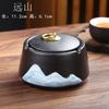 Cenicero de cerámica negro creativo de moda para el hogar, la oficina, la mesa de té, resistente al viento, con tapa, cenicero antimoscas, venta al por mayor
