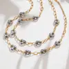 Miduoduo Acero Inoxidable Color Bloqueado Nariz de Cerdo Cadena Gruesa Collar Cubano Moda Ins Versátil Joyería Personalizada