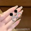 Brincos de Prata S925 com Pino Geométrico de Losango e Diamante, Design de Luxo Acessível de Nicho, Brincos Femininos Populares Elegantes de Alta Qualidade