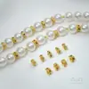 Anillo con Abalorio de Guirnalda de Zirconia de Color Chapado en Oro de 18 Quilates Anillo Pequeño Separador de Flor Pulsera de Abalorios Hecha a Mano DIY Accesorios de Joyería