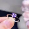 Anel de Ametista Natural para Mulheres, Tamanho da Pedra Solta: Anel de Prata de Lei S925 de Alta Qualidade com 6mm e Incrustação de Platina
