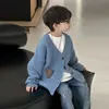 Suéter cárdigan para niño 2026 nueva colección de otoño, chaqueta tejida elegante de color liso para primavera y otoño, para niños mayores