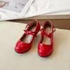 Zapatos de Tacón Alto para Niñas de Comercio Exterior Zapatos de Princesa Estilo Primavera/Otoño 2026 para Niños Medianos y Mayores Zapatos de Baile para Actuaciones Estudiantiles Rojos Zapatos Pequeños de Cuero