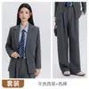 Conjunto de dos piezas de estilo universitario para otoño e invierno, chaqueta de traje profesional de manga larga y pantalones de pierna ancha para mujer, venta al por mayor transfronteriza