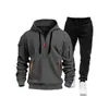 Conjunto de Sudadera con Capucha y Pantalones Deportivos Multibolsillos para Hombre de Primavera y Otoño Color Sólido Chaqueta con Capucha de Primavera y Otoño Conjunto Deportivo