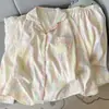 Pijama de Algodón Nube para Mujer de Primavera y Otoño, Conjunto de Manga Larga, Rayas de Dibujos Animados Lindos, Suelto Dulce Ropa de Casa, Estilo Nuevo