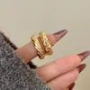Anillo Metálico de Doble Capa Hueco de Apertura Amplia Apilable, Textura Única Estilo Ins, Anillo de Moda Europeo y Americano