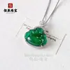 Pingente de Calcedônia Natural com Figura de Buda Banhada a Prata e Incrustação de Diamante de Alto Carbono, Novo Colar de Jade Verde Gelo Estilo Chinês de Alta Qualidade