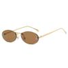 Nuevas Gafas de Sol para Mujer Europeas y Americanas con Letras FF, Montura Ovalada sin Marco, Elegantes Gafas de Sol con Marco Pequeño de Diamante, Protección UV, Venta al por Mayor