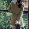 Jaqueta feminina de alta qualidade INS estilo francês de nicho com retalhos de renda inspirada em Chanel de Dongdaemun, Coreia