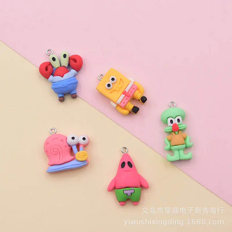 树脂仿真卡通海绵宝宝吊坠1