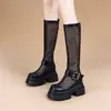 Botas Martin de caña alta 2026 para mujer, Botas geniales de suela gruesa, Botas de malla hueca estilo coreano, Botas largas, Nuevo modelo de verano, Botas largas, Botas de montar
