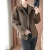 Abrigo de lana de doble cara para mujer, nueva chaqueta de lana de otoño e invierno, top corto de cachemir con cuello para mujeres de mediana edad, adecuado para mujeres petite
