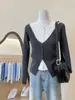 Item Popular de Alta Qualidade das Treze Linhas de Guangzhou ~ Conjunto de Duas Peças Feminino de Outono em Tricô Cor Café com Gola Redonda, Mangas Longas, Modelagem Slim