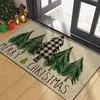 Alfombrillas Navideñas Transfronterizas Papá Noel Muñeco de Nieve Alfombra Impresa de Terciopelo de Cristal Alfombrillas Antideslizantes para Cocina Alfombrillas Absorbentes